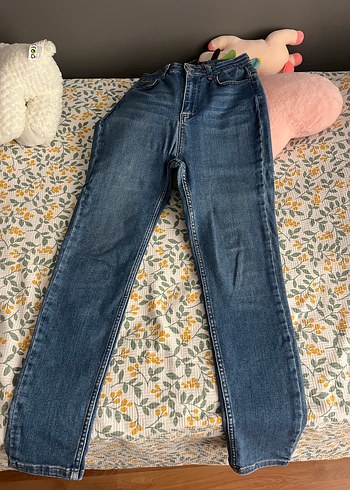 Kadın Mavi Normal Boy Dar Kesim Denim Pantolon