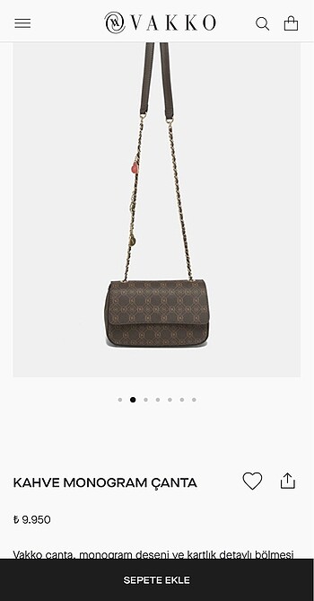 Beden kahverengi Renk Vakko mini charm detaylı çanta