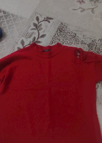 Kırmızı Örgü Kadın Kazak - Görsel 3