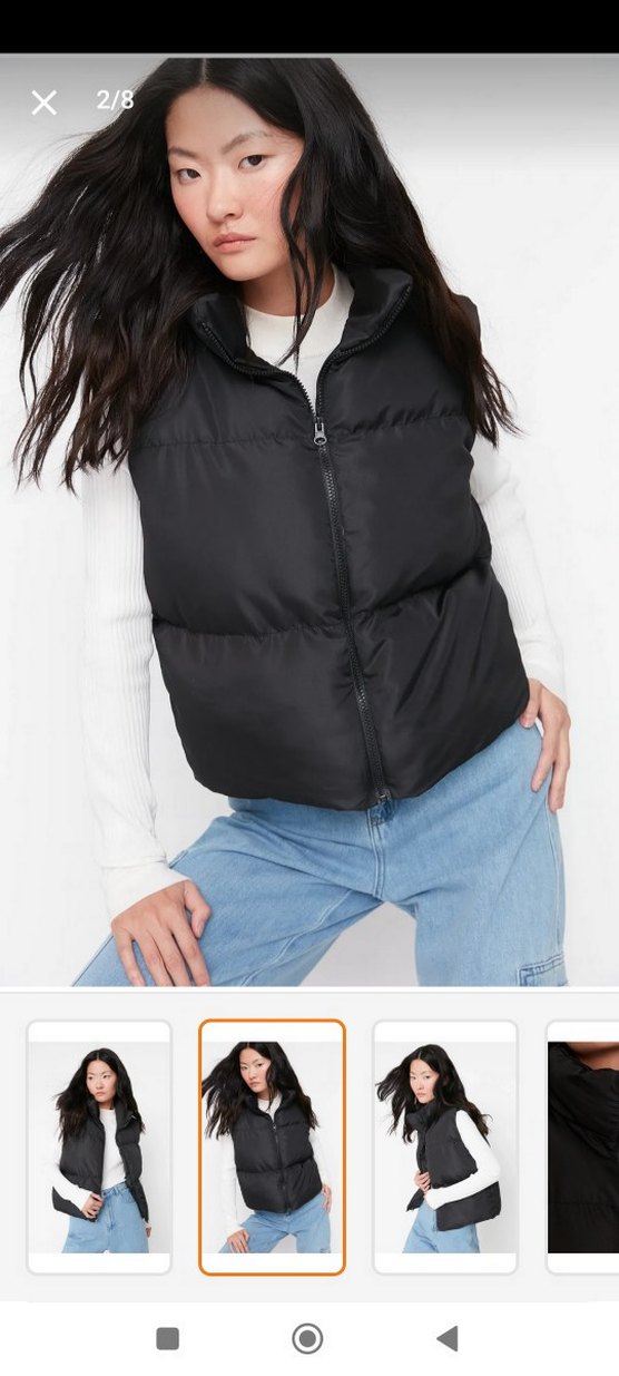 fermuarlı Yüksek Yakalı Siyah Şişme Yelek - Görsel 2