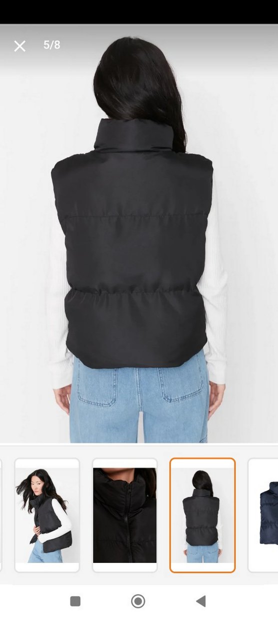 fermuarlı Yüksek Yakalı Siyah Şişme Yelek - Görsel 4