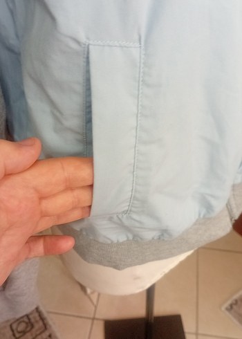 l Beden gri Renk Gri Kadın Denim Ceket Fermuarlı