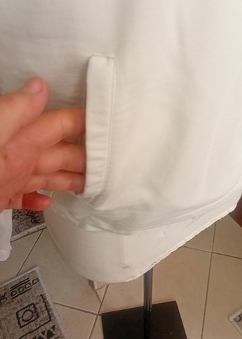 xs Beden Yüksek Yakalı Beyaz Kadın Sweatshirt