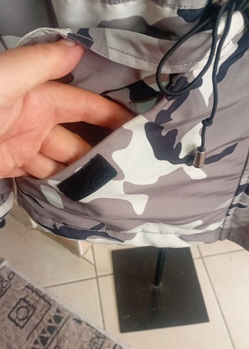 s Beden kahverengi Renk Kadın Kamuflaj Desenli Kapüşonlu Ceket