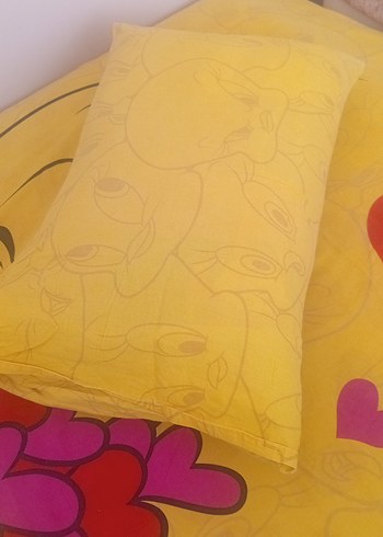 Beden sarı Renk Sarı Pastel Tweety Baskılı Nevresim Seti