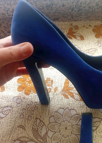 Kadın Lacivert Süet Platform Topuklu Ayakkabı - Görsel 8