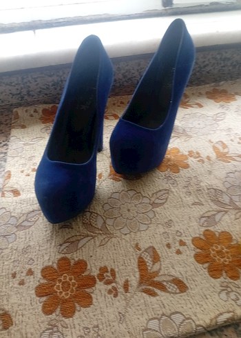 Kadın Lacivert Süet Platform Topuklu Ayakkabı - Görsel 13