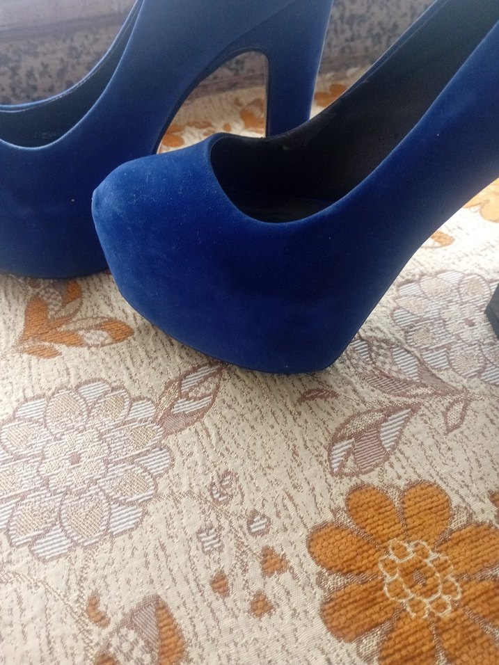 Kadın Lacivert Süet Platform Topuklu Ayakkabı - Görsel 2