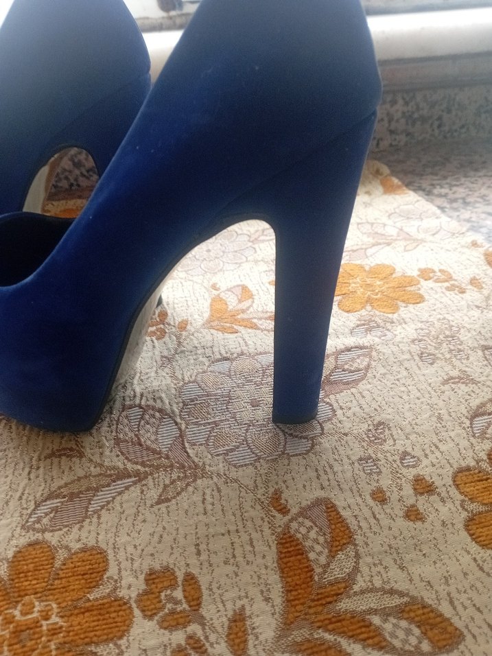Kadın Lacivert Süet Platform Topuklu Ayakkabı - Görsel 3