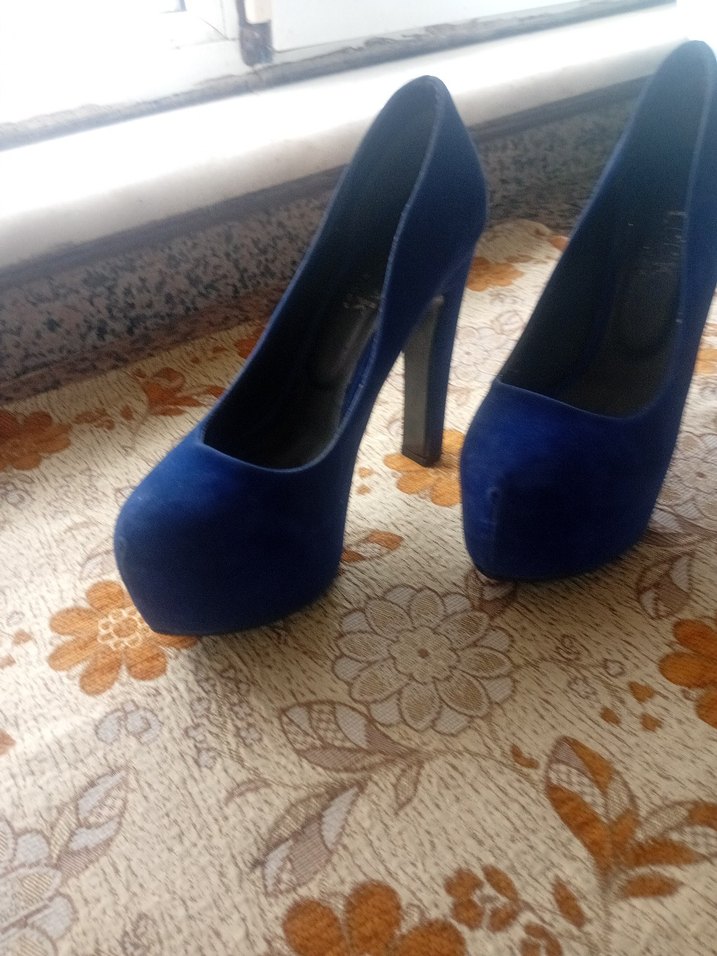 Kadın Lacivert Süet Platform Topuklu Ayakkabı - Görsel 4