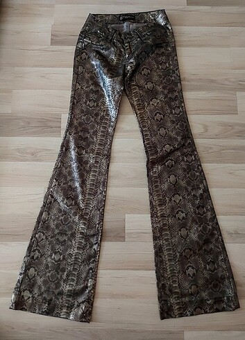 Stefano tarzı yılan desenli y2k vintage pantolon