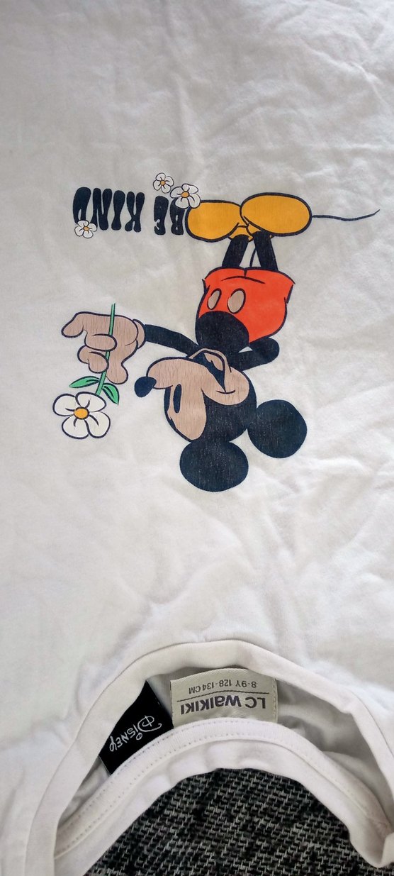 Kız Çocuk Beyaz Baskılı Kısa Kollu Tişört 8-9 yaş - Görsel 3