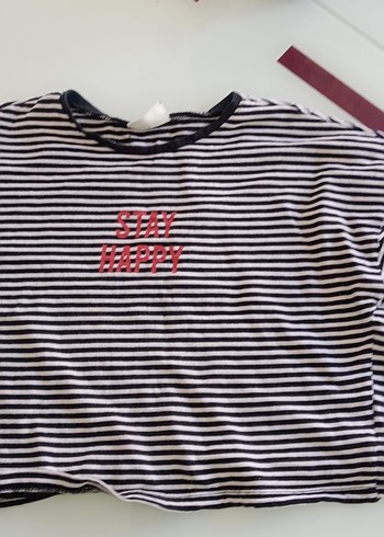 Kız Çocuk Siyah Baskılı Kayık Yaka  8-9 yaş Tişört - Görsel 2