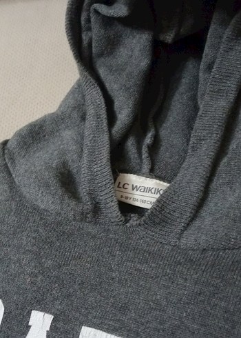 Paris Baskılı Gri Kapüşonlu triko kazak 9-10 yaş kız çocuk - Görsel 2