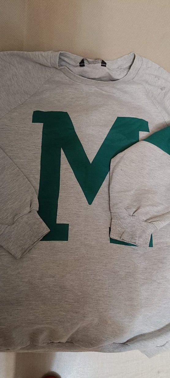 Gri Baskılı erkek M beden oversize Sweatshirt - Görsel 2