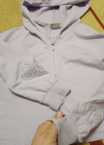 Kız Çocuk Gri Kapüşonlu Fermuarlı penye hırka11-12 yaş - Görsel 3