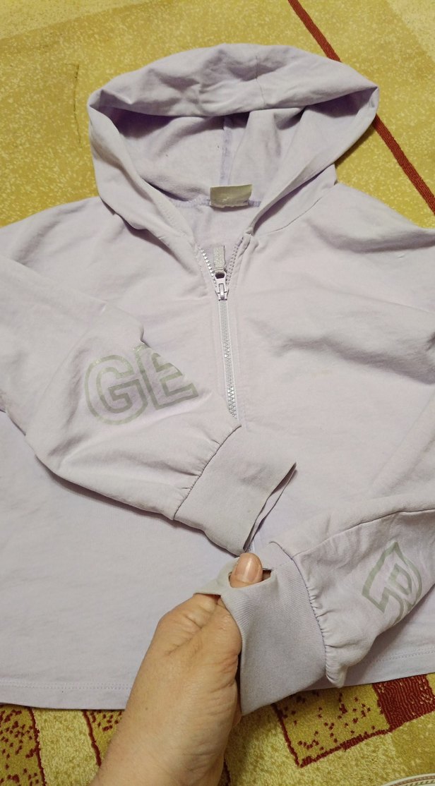 Kız Çocuk Gri Kapüşonlu Fermuarlı penye hırka11-12 yaş - Görsel 3