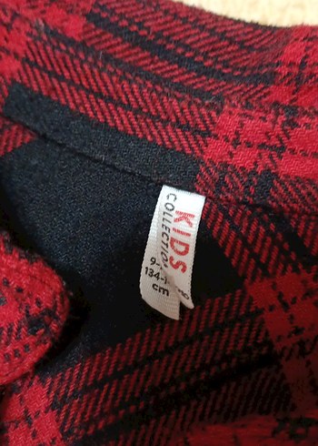 Düğmeli Kırmızı Ekose Kız çocuk Gömlek 9_10 yaş - Görsel 3