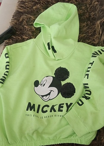 LC Waikiki Yeşil Mickey Baskılı Kız Sweatshirt