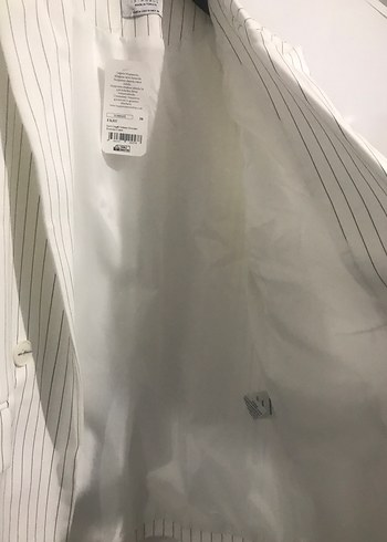 Çizgili Beyaz Kadın Blazer Ceket - Görsel 3