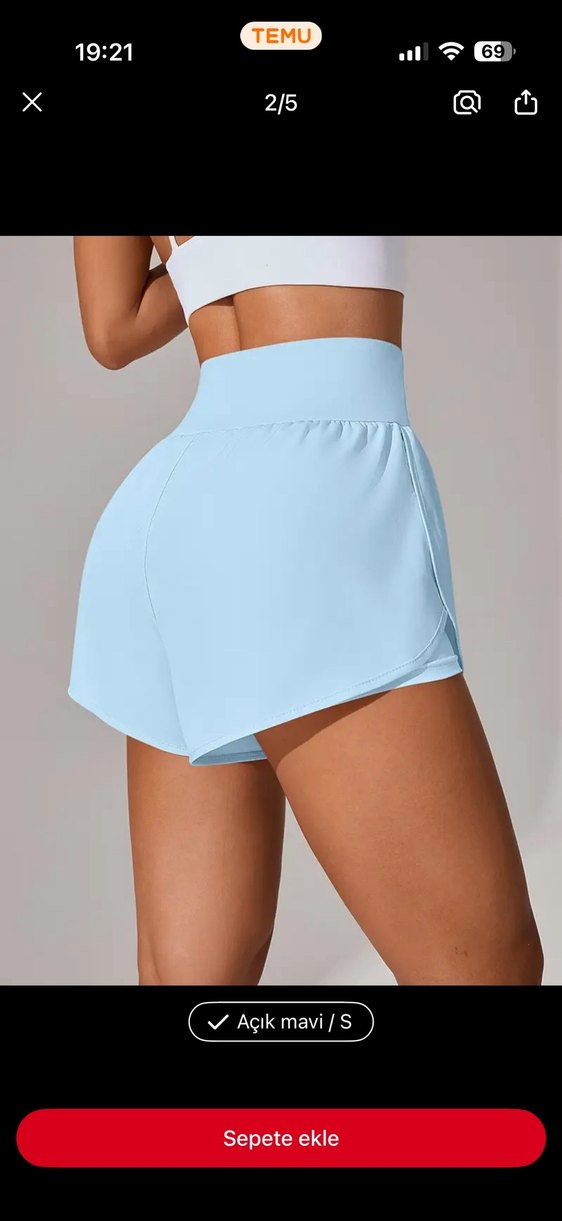Mavi Mini Spor Şort - Görsel 2