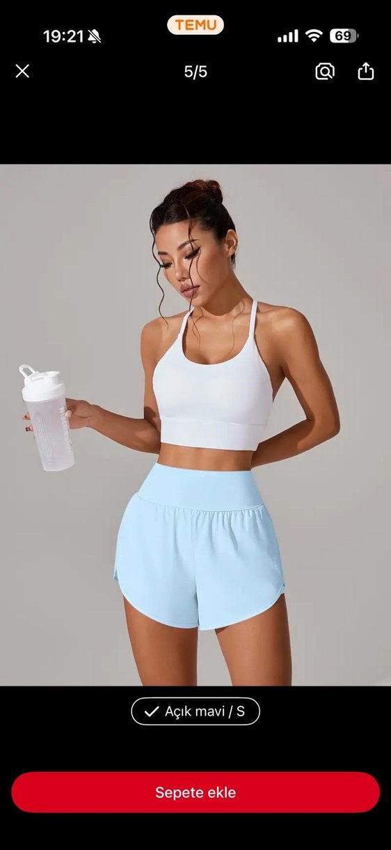 Mavi Mini Spor Şort - Görsel 5