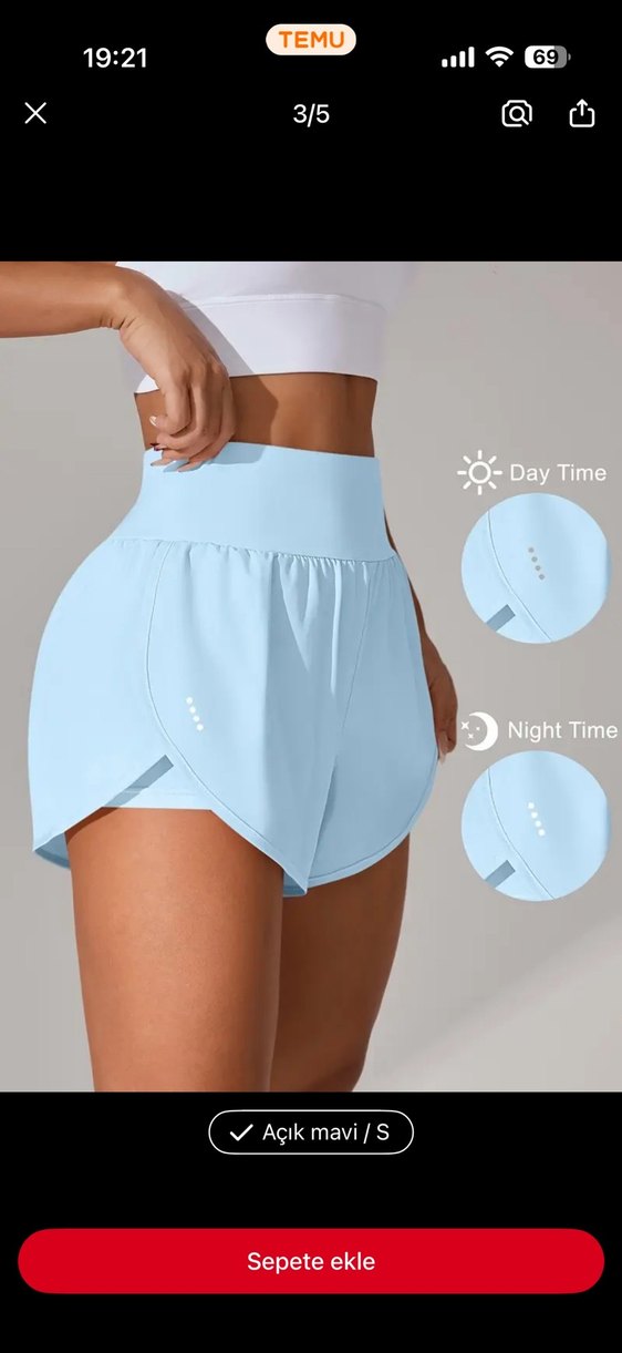 Mavi Mini Spor Şort - Görsel 3