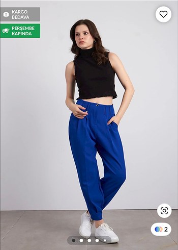 Kadın Mavi Denim Salaş Pantolon - Görsel 4