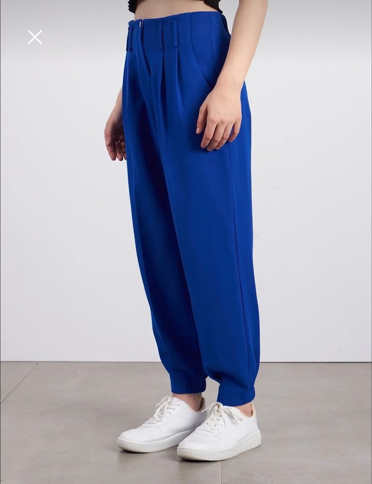 Kadın Mavi Denim Salaş Pantolon - Görsel 2