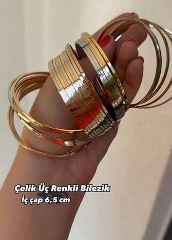  Beden 316L Çelik gold üç renk ajda bilezik 64 mm