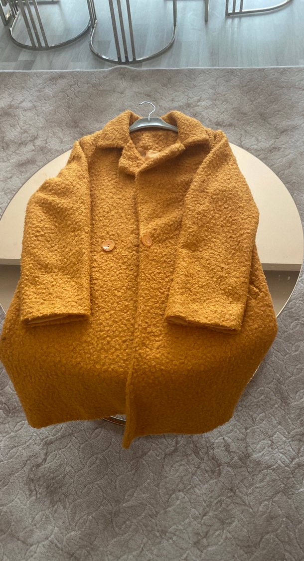 Düğmeli Kahverengi Midi Yün Kadın Kaban - Görsel 4