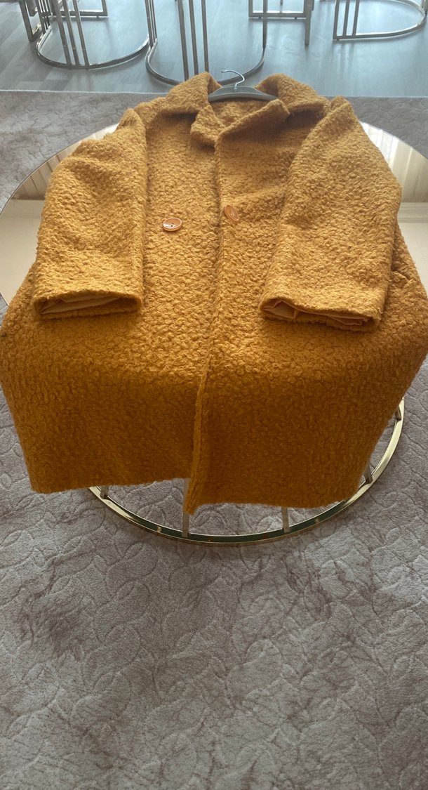 Düğmeli Kahverengi Midi Yün Kadın Kaban - Görsel 3