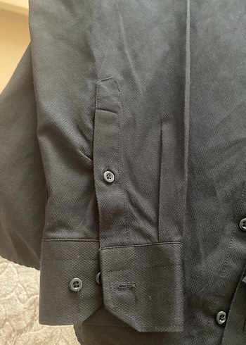 Siyah Keten Erkek Gömlek Uzun Kollu - Görsel 4