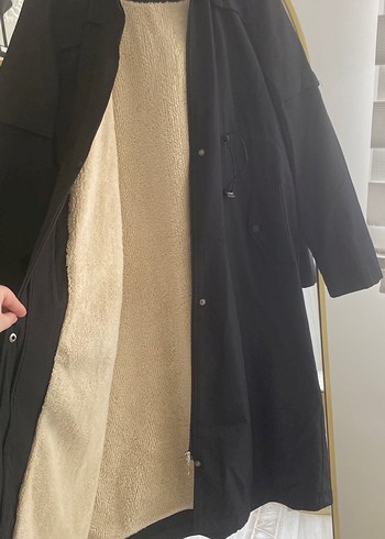 Düğmeli Siyah Uzun Kadın Ceket - Görsel 2