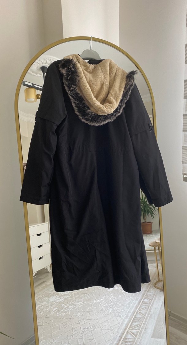 Düğmeli Siyah Uzun Kadın Ceket - Görsel 4