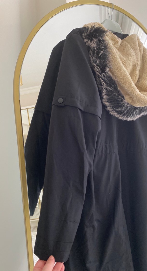 Düğmeli Siyah Uzun Kadın Ceket - Görsel 5