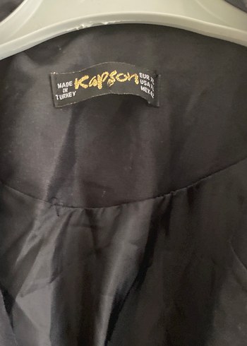 Siyah Keten Düğmeli Uzun Kadın Trençkot - Görsel 6