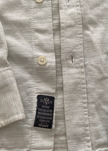 Erkek Beyaz Keten Gömlek Uzun Kollu - Görsel 3