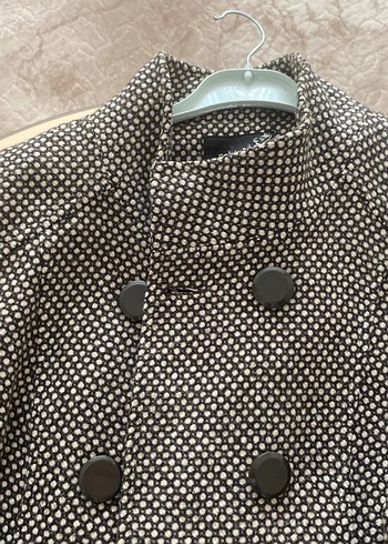 Düğmeli Midi Gri Kadın Kaban - Görsel 4