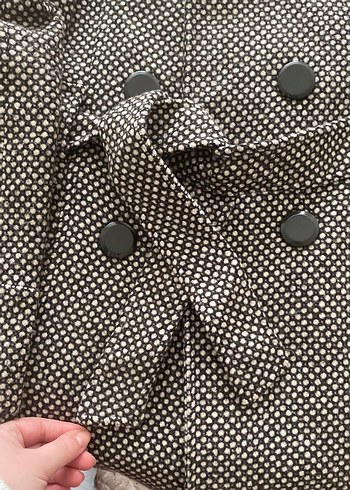 Düğmeli Midi Gri Kadın Kaban - Görsel 3