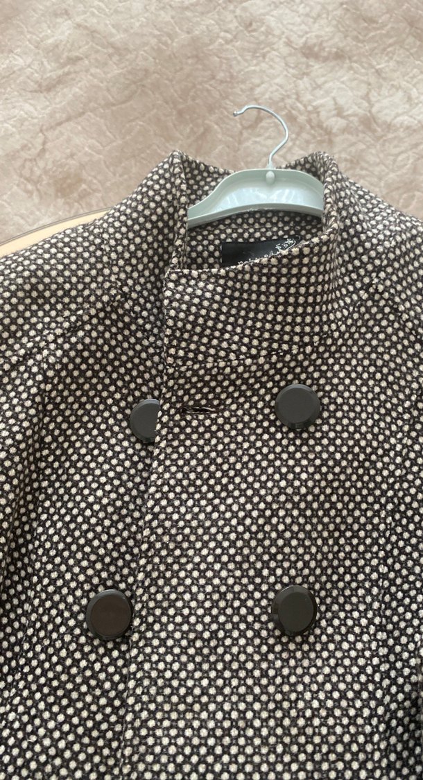 Düğmeli Midi Gri Kadın Kaban - Görsel 4