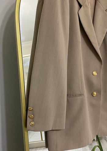 Bej Düğmeli Kadın Blazer Ceket - Görsel 3