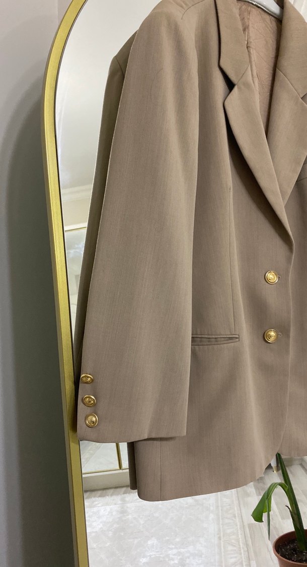 Bej Düğmeli Kadın Blazer Ceket - Görsel 3