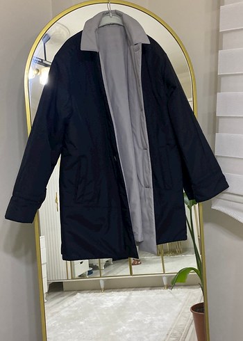 Düğmeli, Midi Boy, Gri Erkek Kaban - Görsel 4