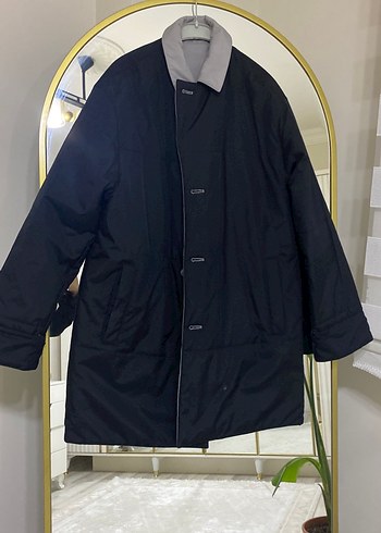 Düğmeli, Midi Boy, Gri Erkek Kaban - Görsel 2