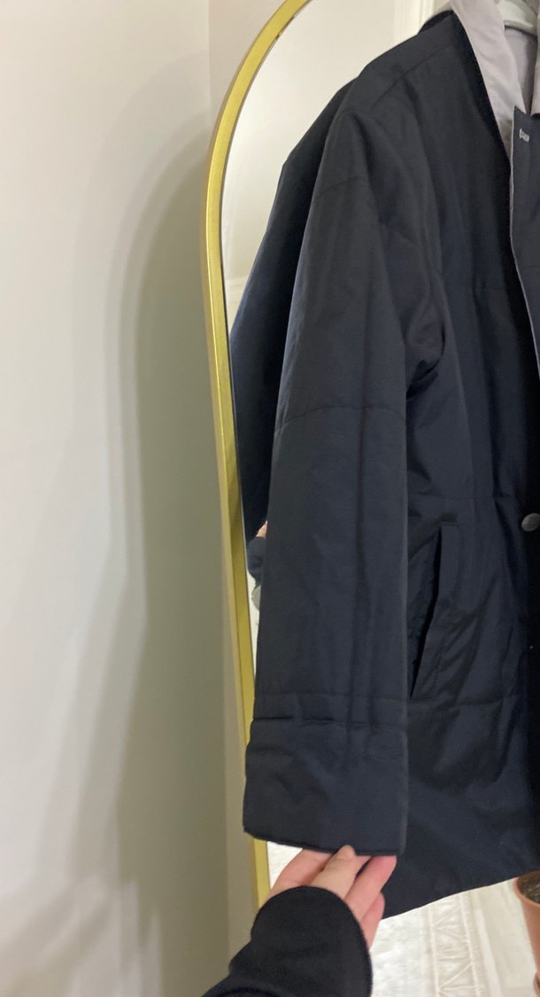 Düğmeli, Midi Boy, Gri Erkek Kaban - Görsel 3