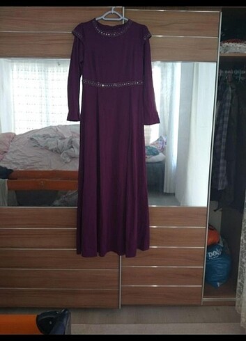 Mor uzun elbise 
