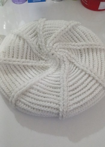 Beyaz Örgü Kadın Bere ve eldiven set - Görsel 2