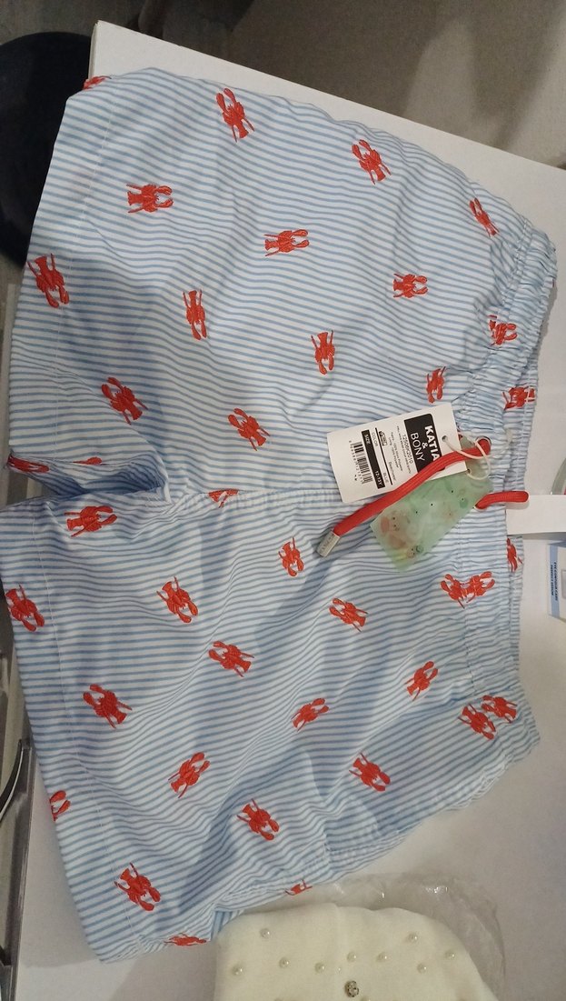 Düğmeli Mini Erkek  Çocuk Mavi Desenli Mayo 12-13 Yaş - Görsel 3