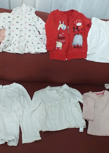 2 Yaş Beden çeşitli Renk Beyaz Uzun Kollu Bebek Kız Takımı